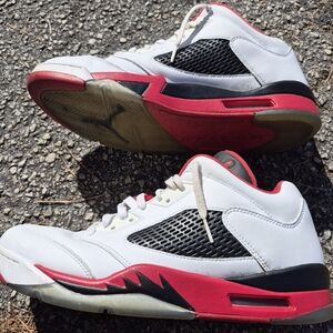 White and Red Athletic Sneakers